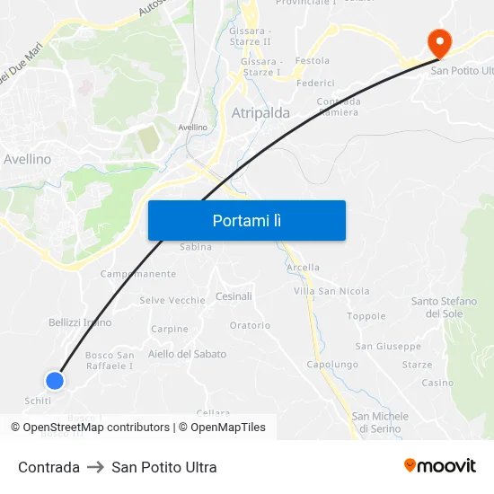 Contrada to San Potito Ultra map