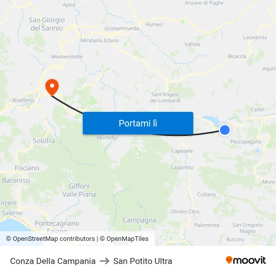 Conza Della Campania to San Potito Ultra map