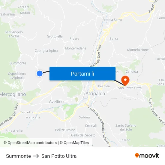 Summonte to San Potito Ultra map