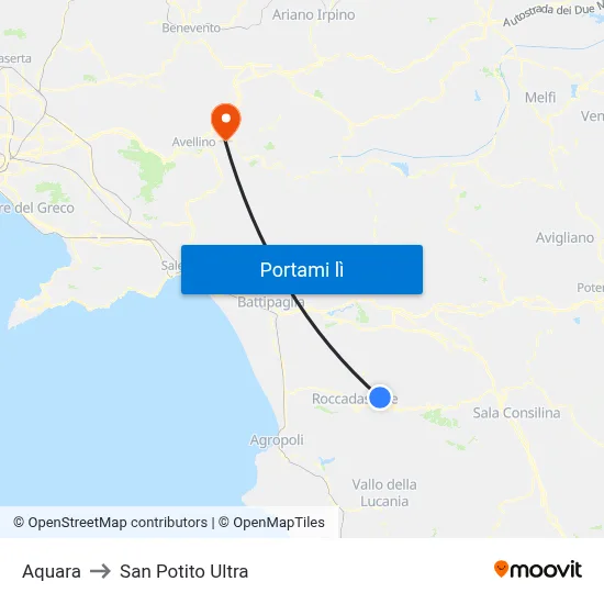 Aquara to San Potito Ultra map