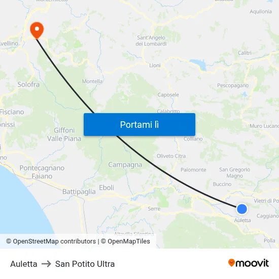 Auletta to San Potito Ultra map