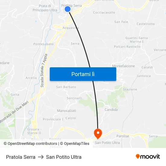 Pratola Serra to San Potito Ultra map