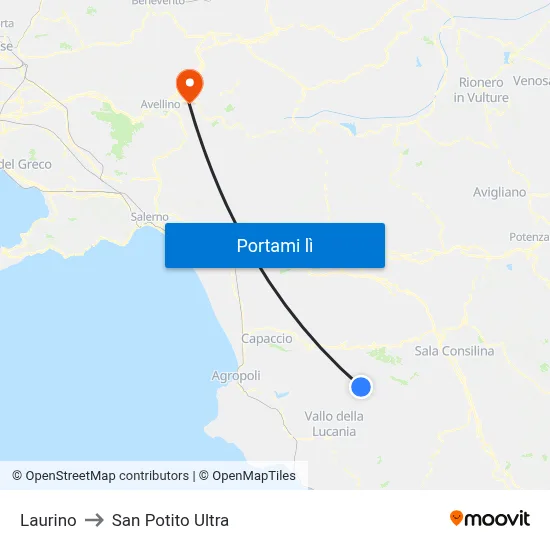 Laurino to San Potito Ultra map