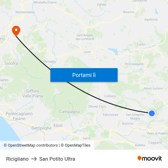 Ricigliano to San Potito Ultra map