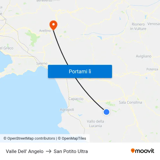 Valle Dell' Angelo to San Potito Ultra map
