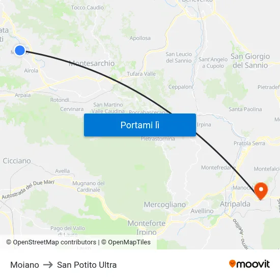 Moiano to San Potito Ultra map