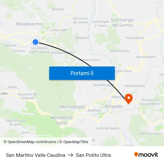 San Martino Valle Caudina to San Potito Ultra map
