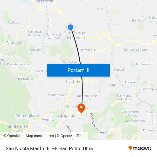 San Nicola Manfredi to San Potito Ultra map