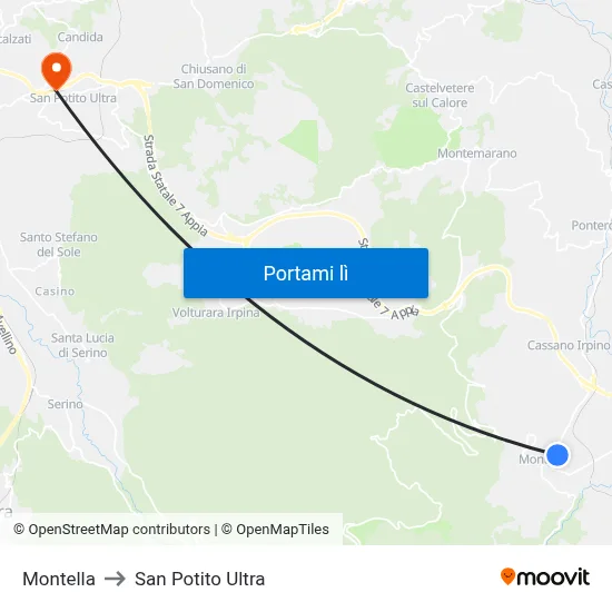 Montella to San Potito Ultra map