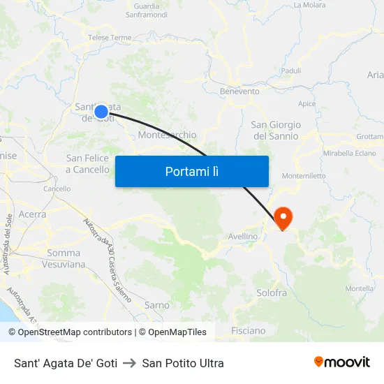 Sant' Agata De' Goti to San Potito Ultra map