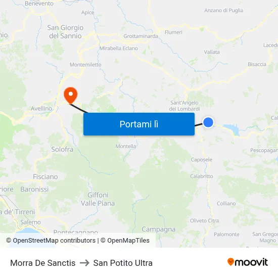 Morra De Sanctis to San Potito Ultra map
