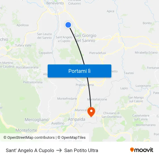 Sant' Angelo A Cupolo to San Potito Ultra map
