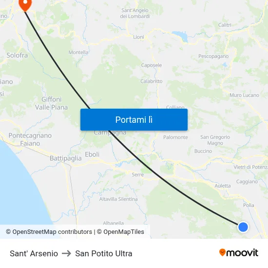 Sant' Arsenio to San Potito Ultra map