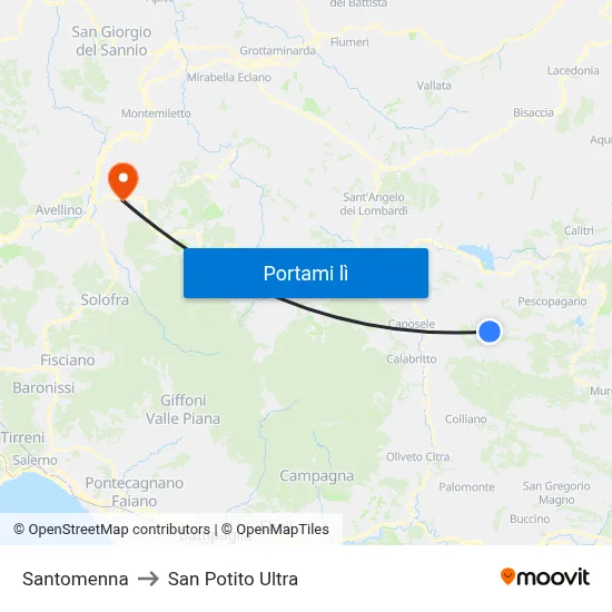 Santomenna to San Potito Ultra map
