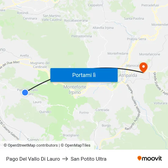Pago Del Vallo Di Lauro to San Potito Ultra map
