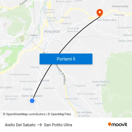 Aiello Del Sabato to San Potito Ultra map