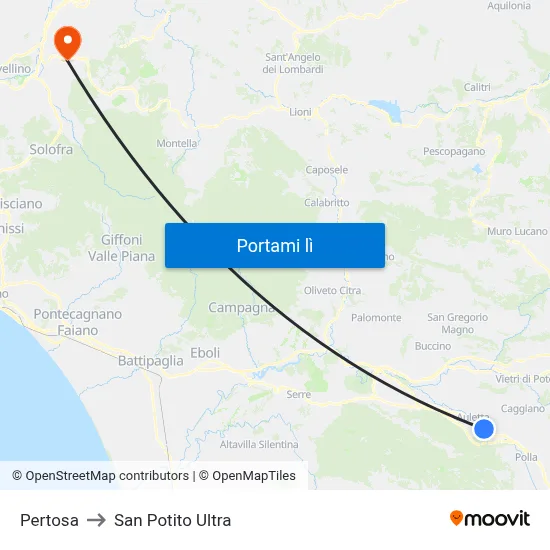 Pertosa to San Potito Ultra map