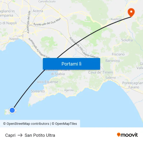 Capri to San Potito Ultra map