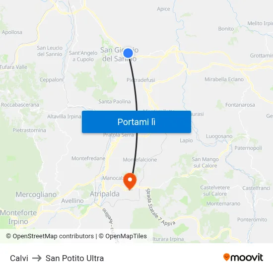 Calvi to San Potito Ultra map