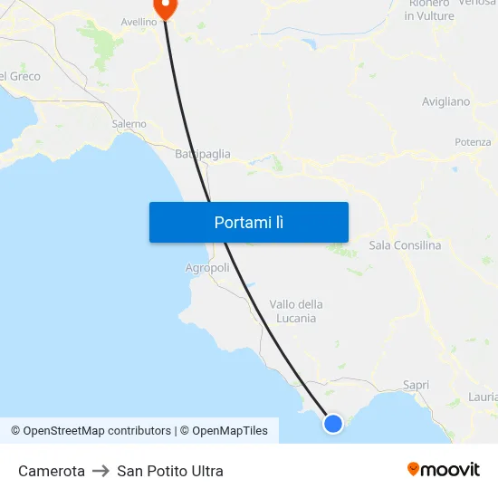 Camerota to San Potito Ultra map