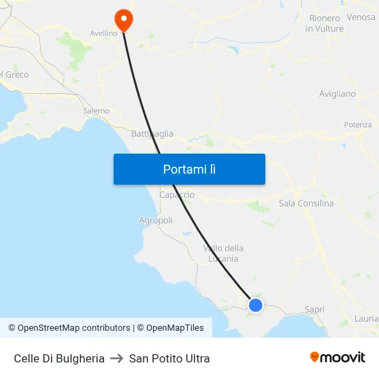 Celle Di Bulgheria to San Potito Ultra map