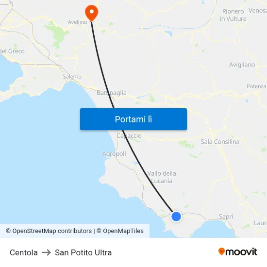 Centola to San Potito Ultra map
