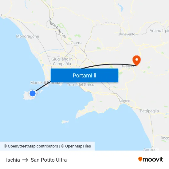 Ischia to San Potito Ultra map