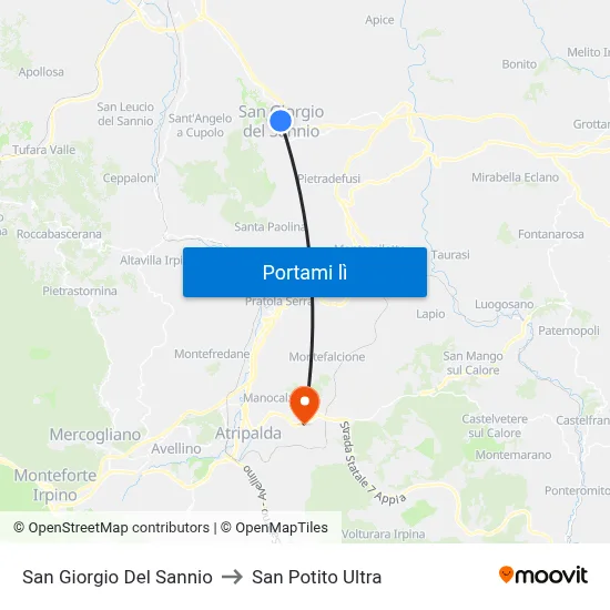 San Giorgio Del Sannio to San Potito Ultra map