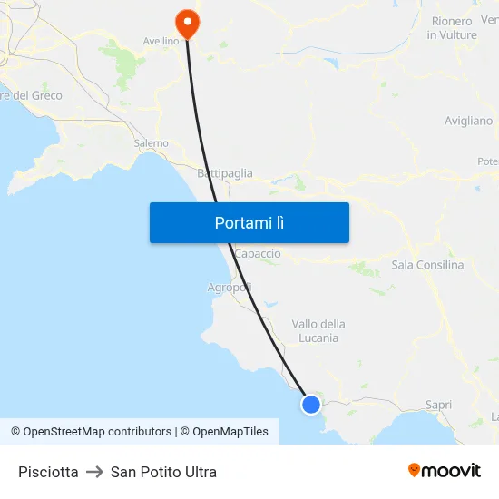 Pisciotta to San Potito Ultra map