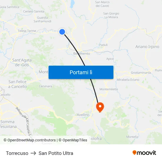 Torrecuso to San Potito Ultra map