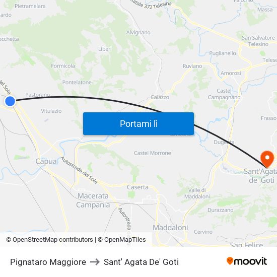 Pignataro Maggiore to Sant' Agata De' Goti map