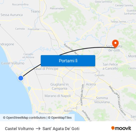 Castel Volturno to Sant' Agata De' Goti map