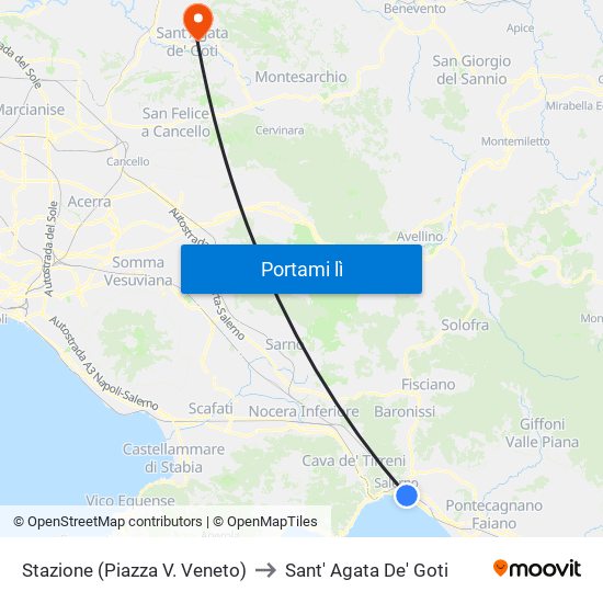 Stazione (Piazza V. Veneto) to Sant' Agata De' Goti map