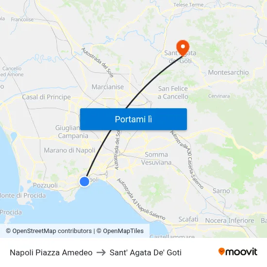 Napoli Piazza Amedeo to Sant' Agata De' Goti map