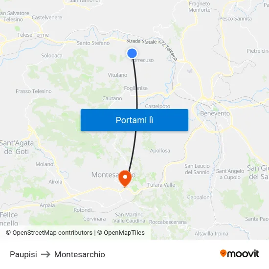 Paupisi to Montesarchio map