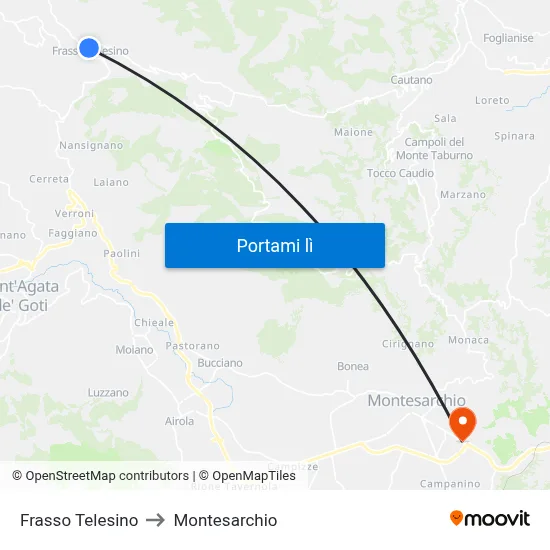 Frasso Telesino to Montesarchio map