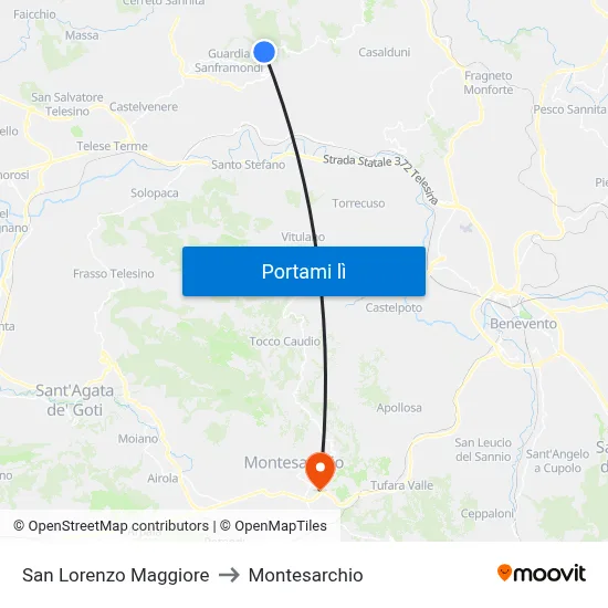 San Lorenzo Maggiore to Montesarchio map