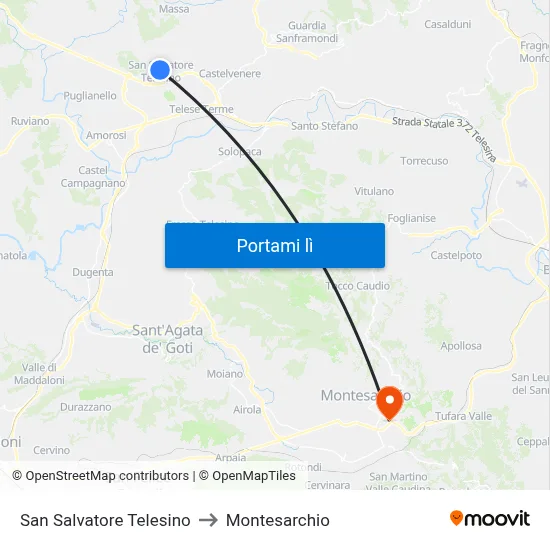 San Salvatore Telesino to Montesarchio map
