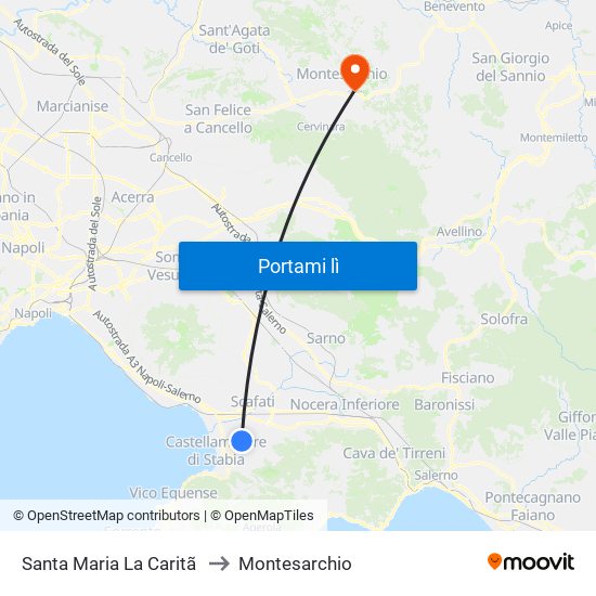 Santa Maria La Caritã to Montesarchio map