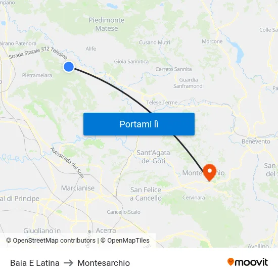 Baia E Latina to Montesarchio map