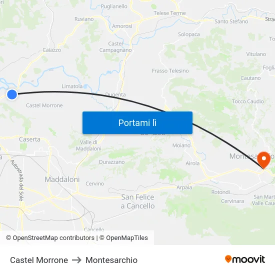 Castel Morrone to Montesarchio map