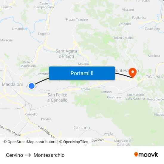 Cervino to Montesarchio map