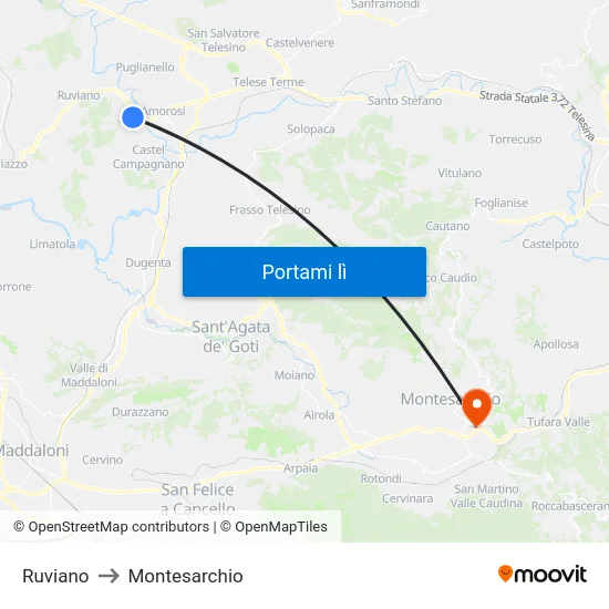 Ruviano to Montesarchio map