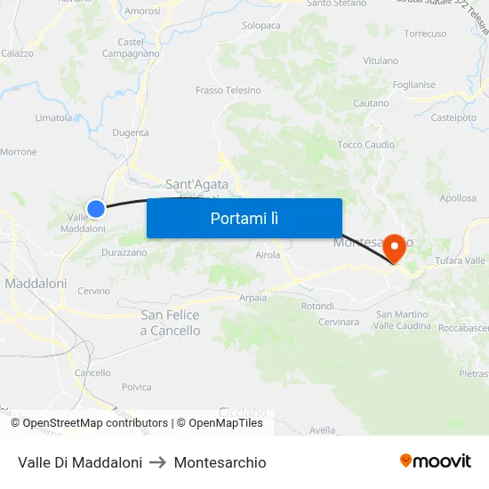 Valle Di Maddaloni to Montesarchio map