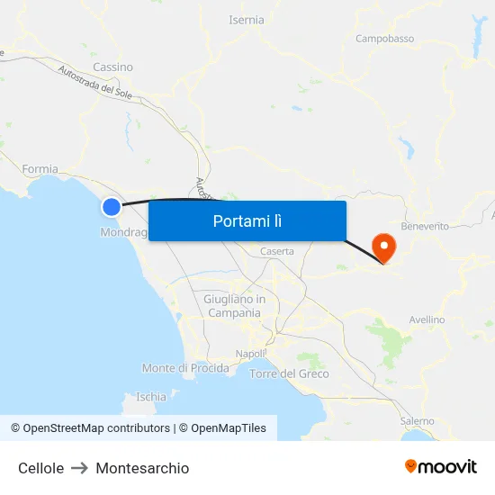 Cellole to Montesarchio map