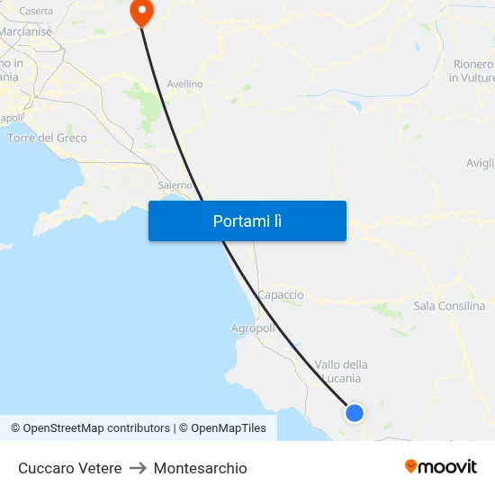 Cuccaro Vetere to Montesarchio map