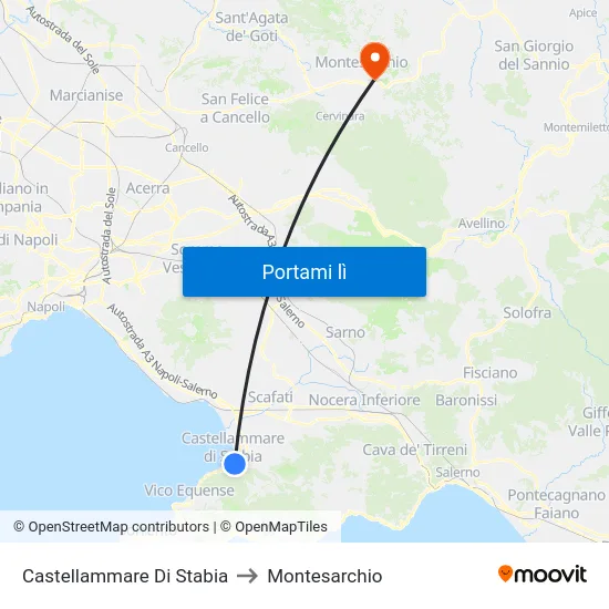 Castellammare Di Stabia to Montesarchio map
