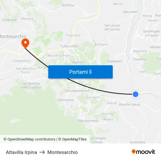 Altavilla Irpina to Montesarchio map
