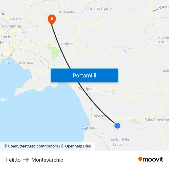 Felitto to Montesarchio map