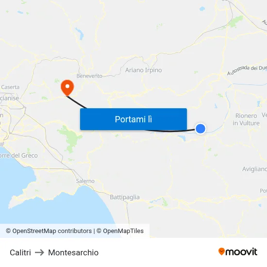 Calitri to Montesarchio map